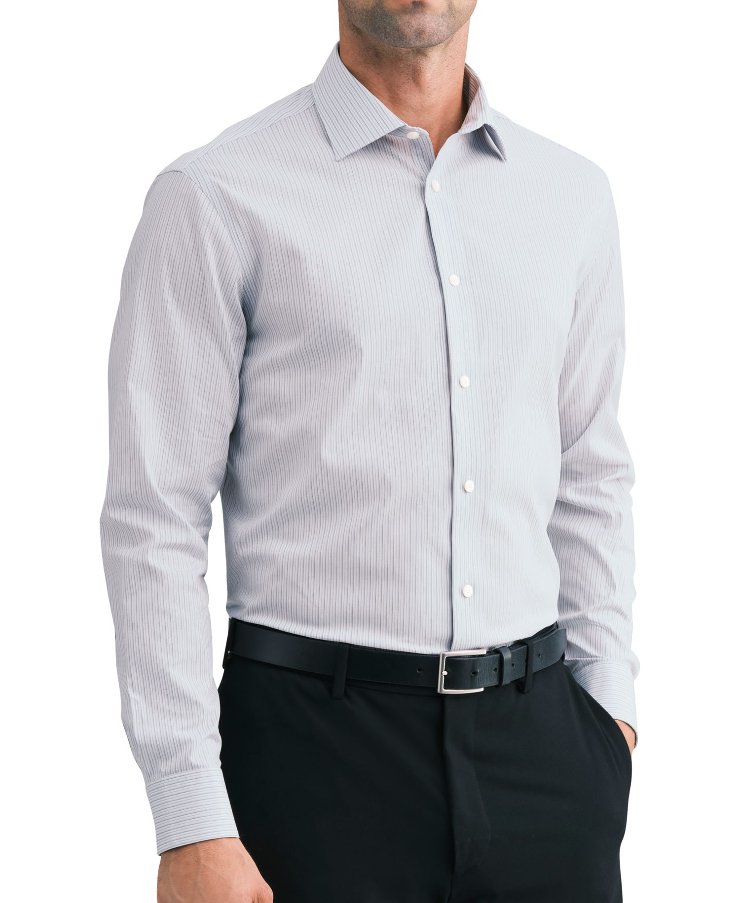 Men's Performance Wrinkle-Free Round Cuff Dress Shirt