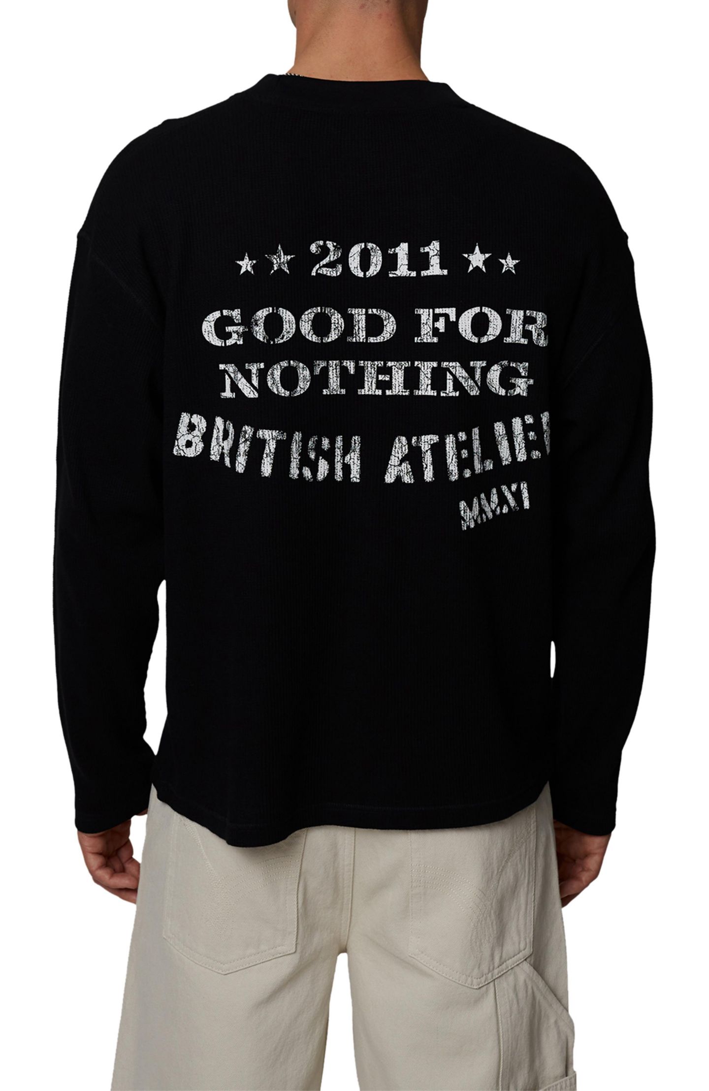Мужская футболка Good For Nothing Icarus Long-Sleeve Waffle-Knit, цвет: Чёрный — фото 2