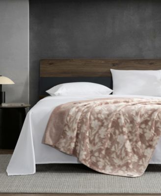 Faded Floral Plush Throw Blanket, 60" x 50"