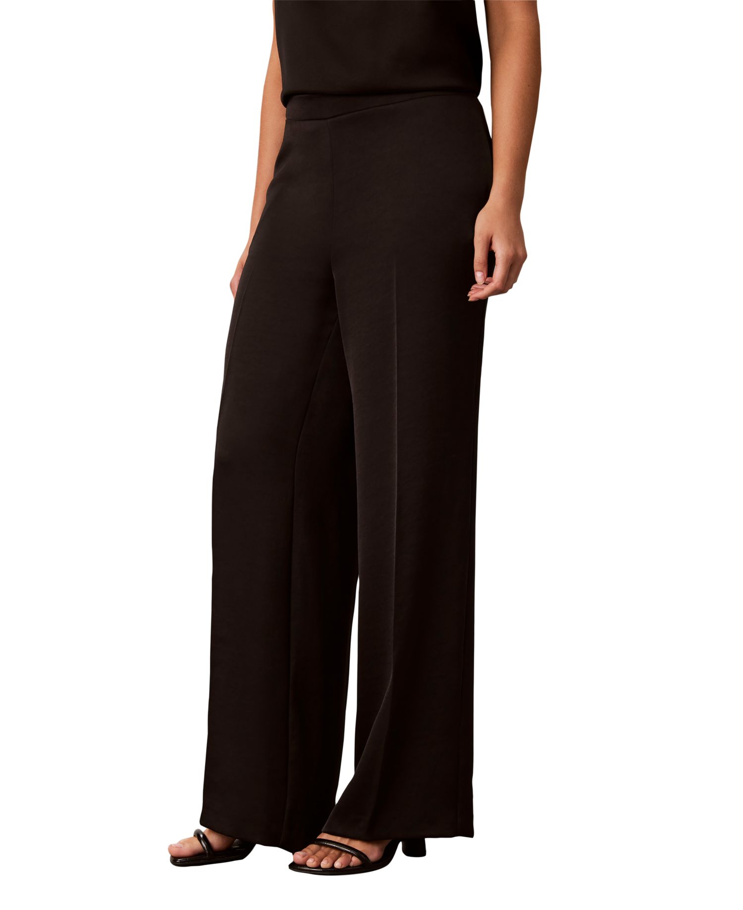 Women's Pull-On Wide-Leg Satin Pants