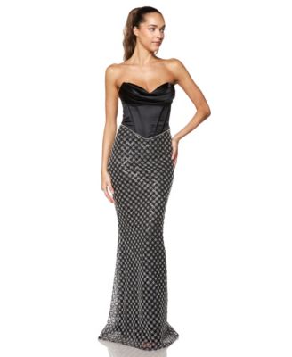 Juniors' Strapless Beaded Corset Gown