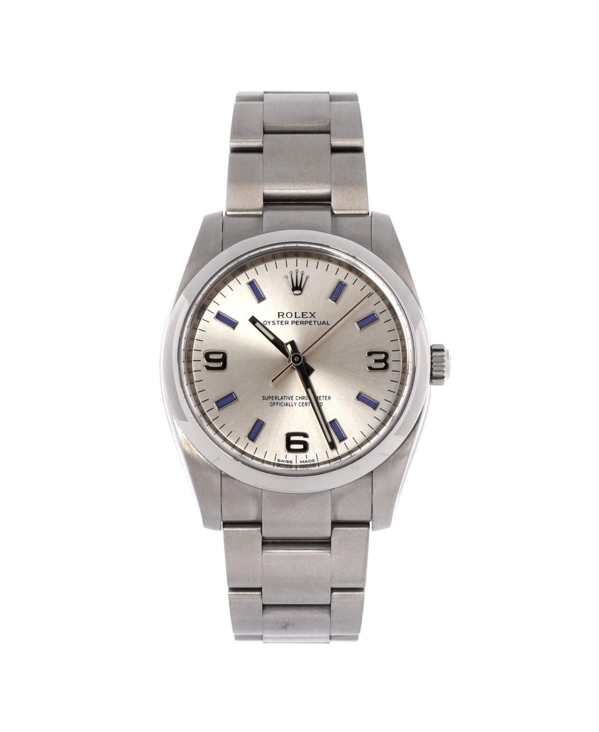 PreOwned Rolex Mens Automatic Oyster Perpetual Stainless Steel Watch 34mm  Dial color silver