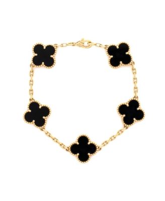 Onyx Vintage Alhambra 5 Motifs Bracelet in 18k Yellow Gold