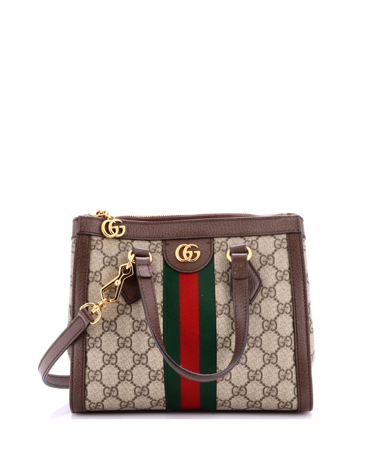 Pre-Owned Gucci Small Ophidia Top Handle Tote Gg Coated Canvas - Brown
