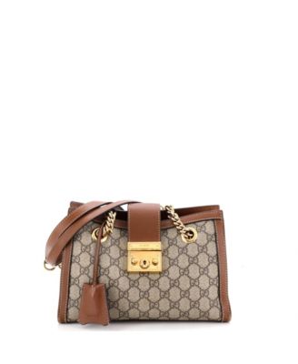 Small Padlock Chain Tote GG Coated Canvas with Leather