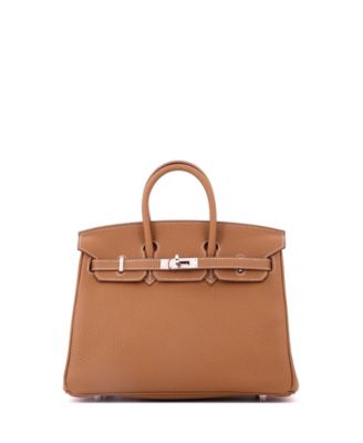Pre-Owned Hermes Birkin 25 Handbag Brown Togo with Palladium Hardware