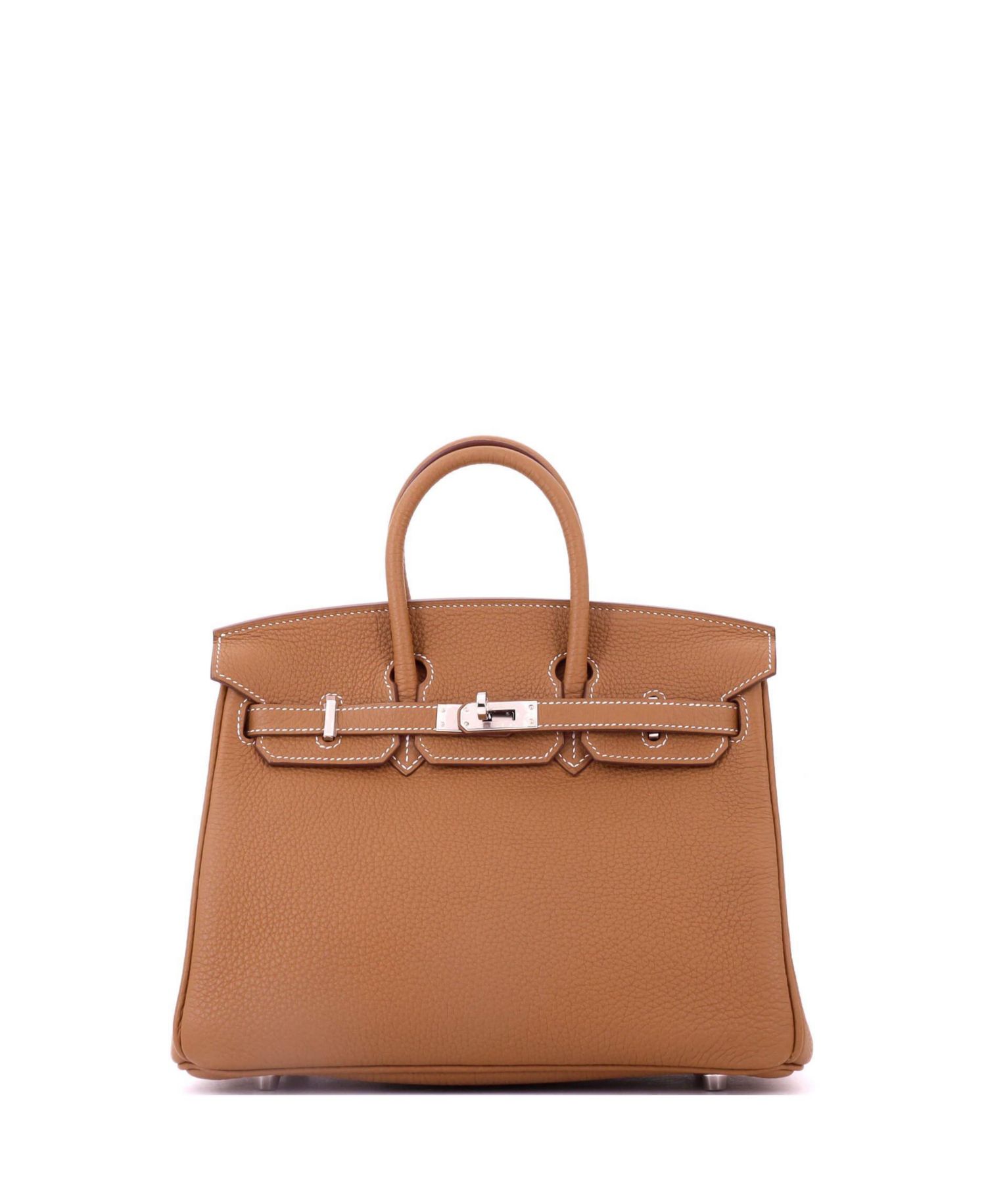 Pre-Owned Hermes Birkin 25 Handbag Brown Togo with Palladium Hardware