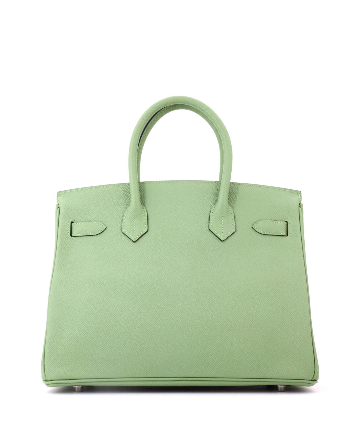 Pre-Owned Hermes Birkin 30 Handbag Green Epsom with Palladium Hardware