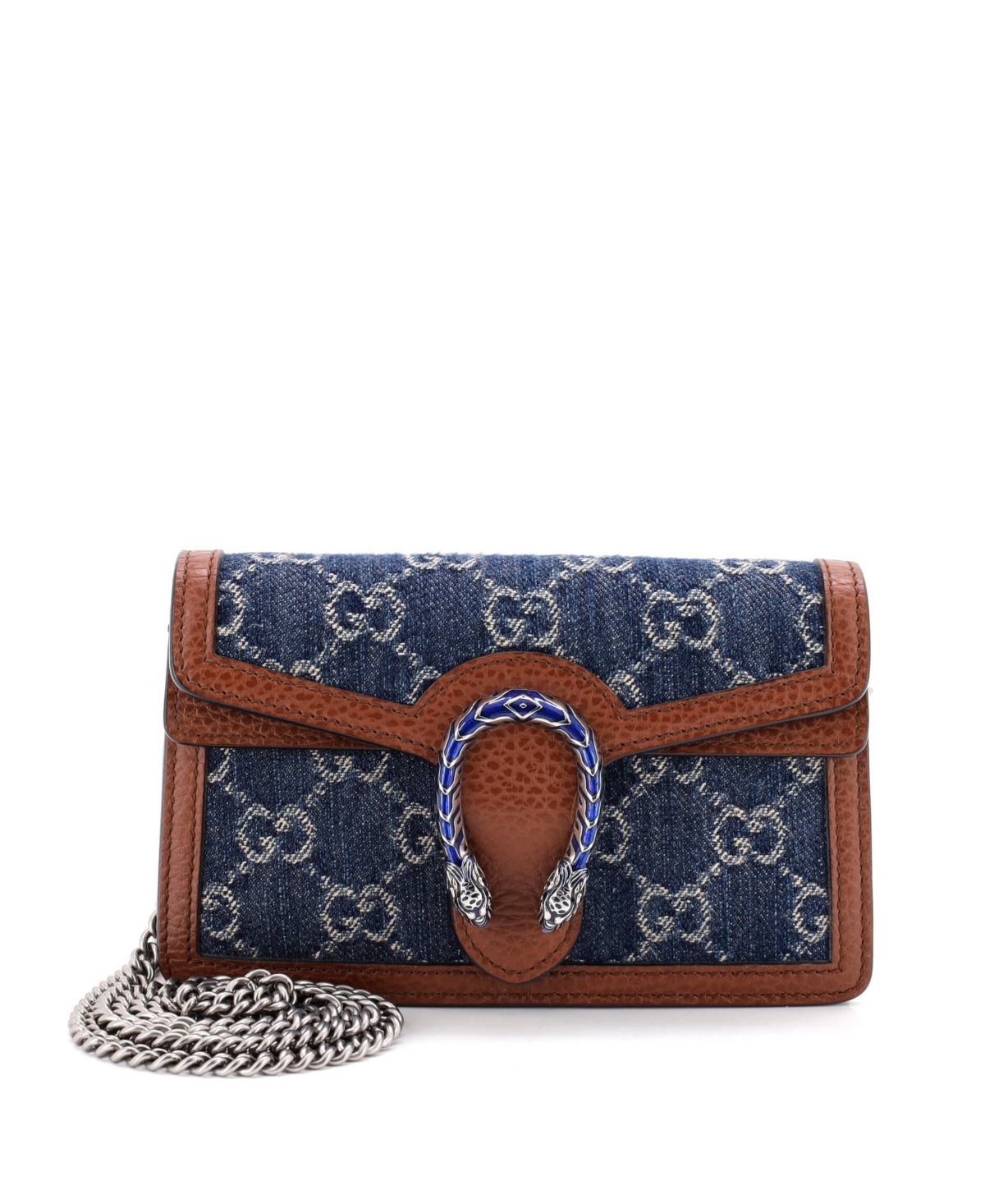 Pre-Owned Gucci Super Mini Dionysus Bag Gg Denim - Blue