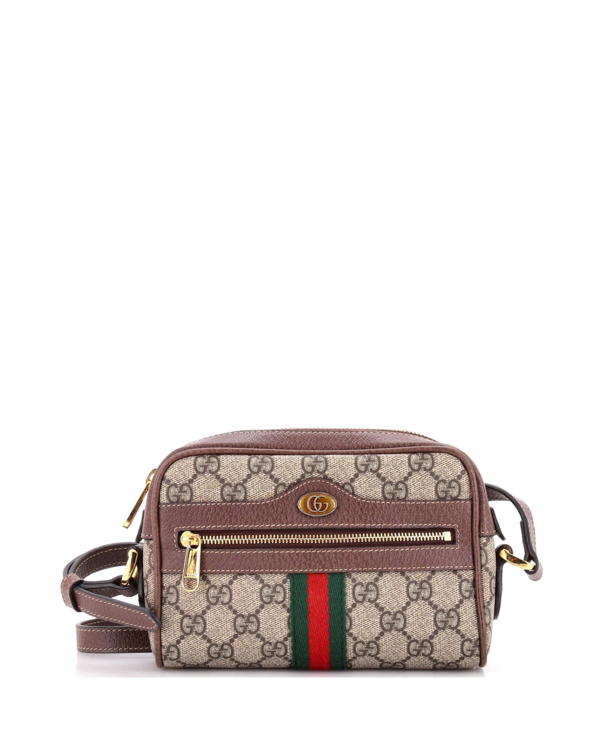 Pre-Owned Gucci Mini Ophidia Shoulder Bag Gg Coated Canvas - Brown