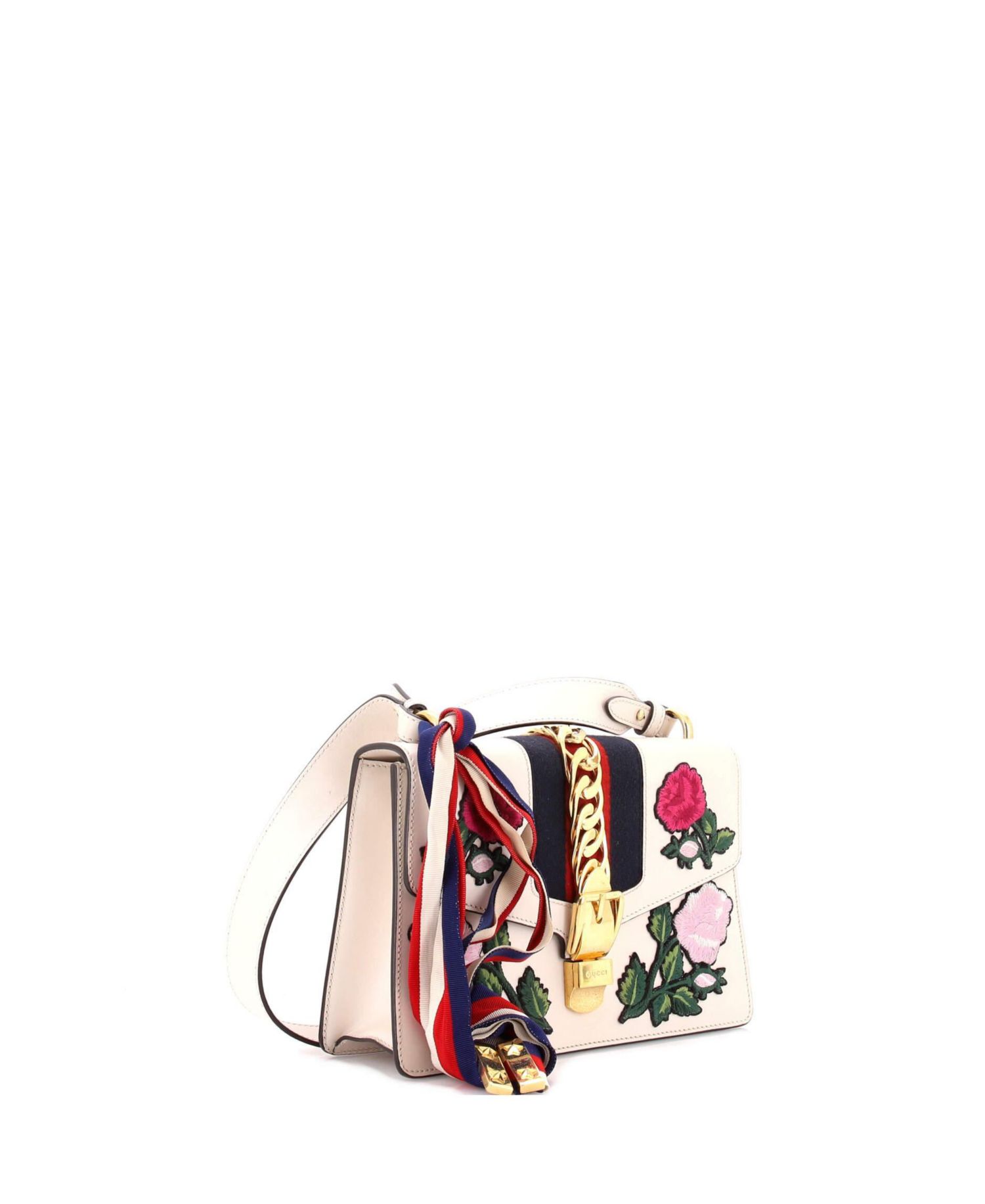 Sylvie Small Embroidered Web Paneling Shoulder Bag