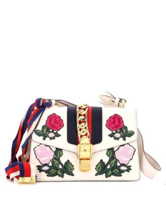 Sylvie Small Embroidered Web Paneling Shoulder Bag