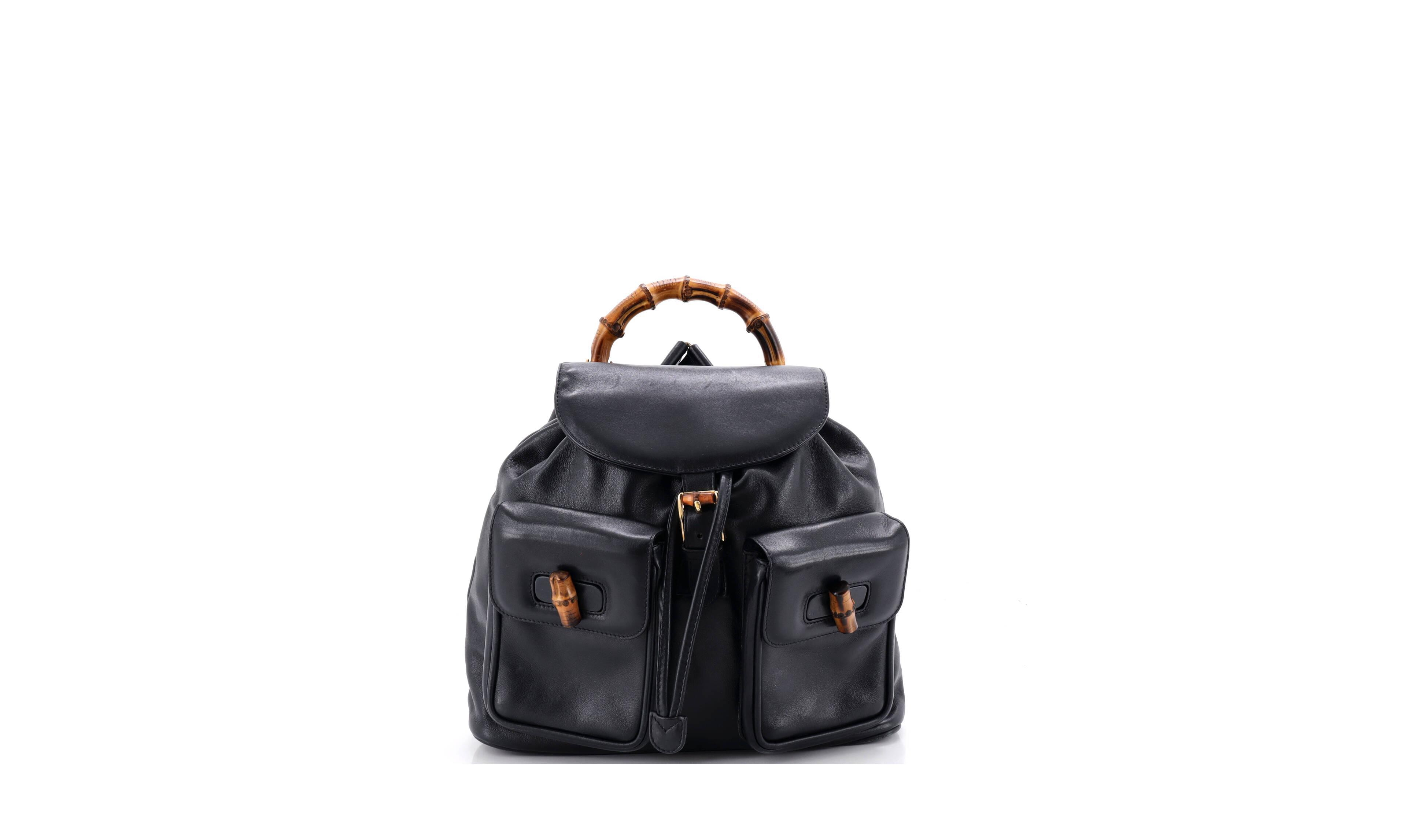 Pre-Owned Gucci Medium Vintage Bamboo Backpack Leather