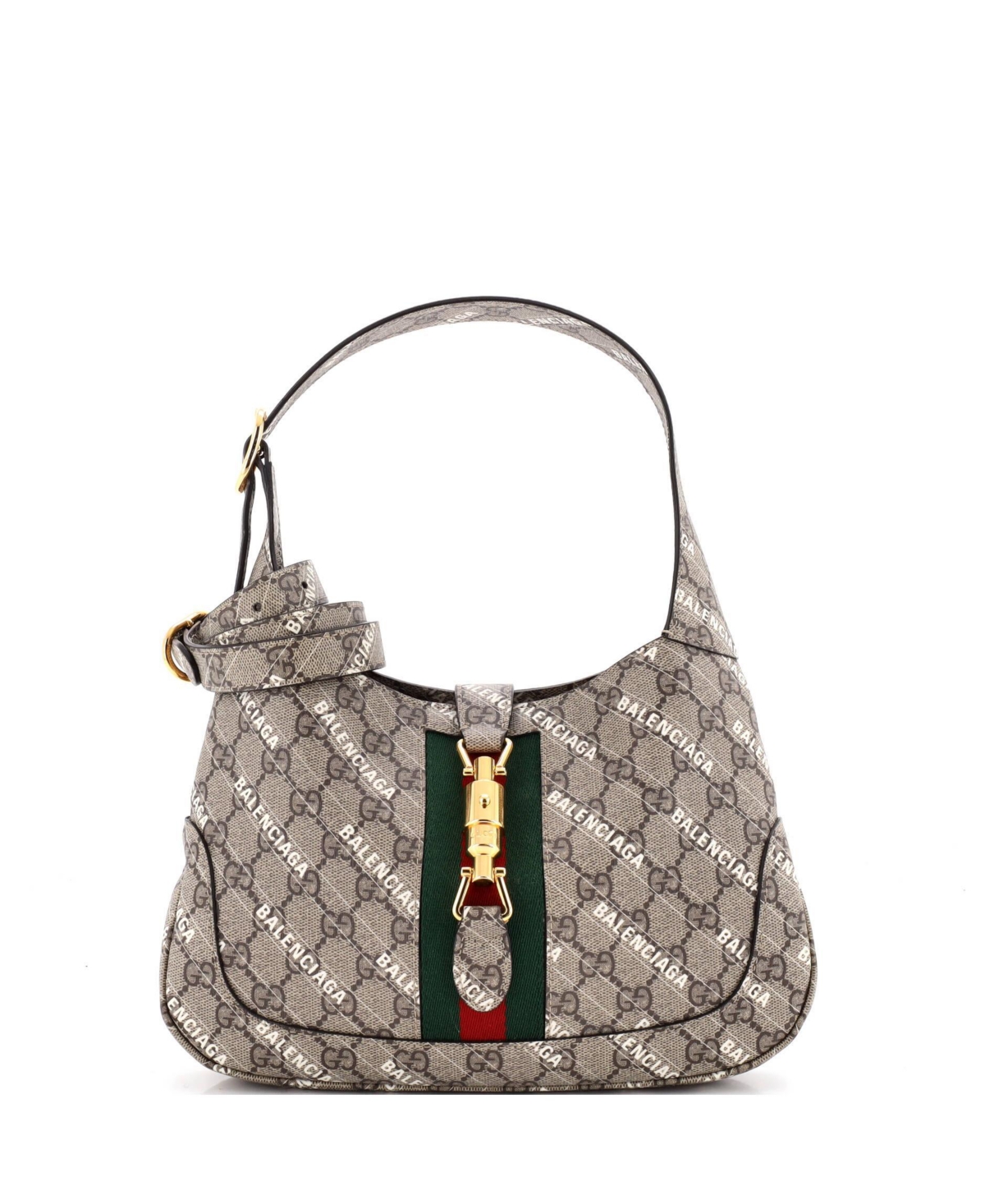 Pre-Owned Gucci Small x Balenciaga The Hacker Project Jackie 1961 Hobo Gg Coated Canvas - Brown