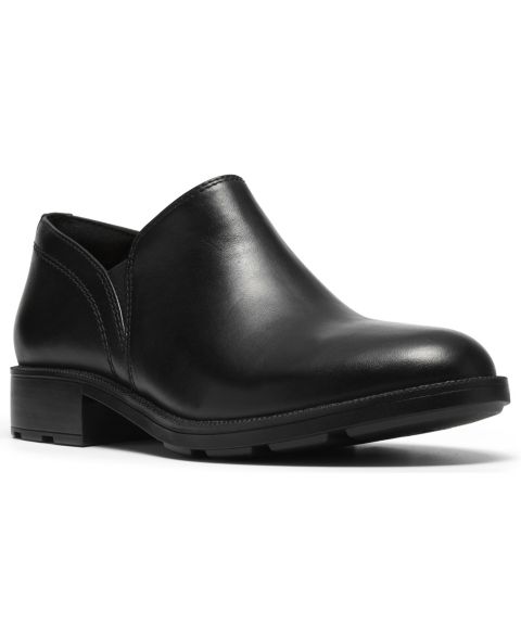 Женские ботинки Clarks Adalynn Bay Leather Round Toe Lug-Sole Shooties, цвет: Чёрный кожаный