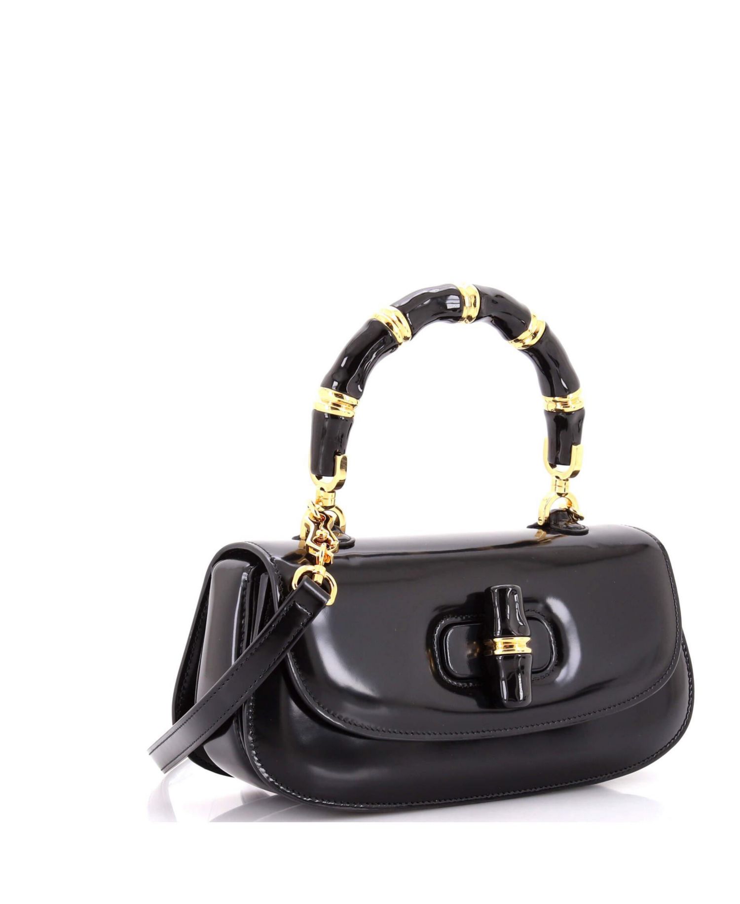 Medium Bamboo Diva Top Handle Bag Polished Leather