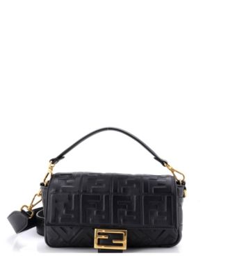 Medium Zucca Embossed Baguette Leather Handbag