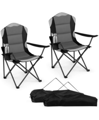 2-Piece Folding Camping Chairs for Adults with Cup Holders