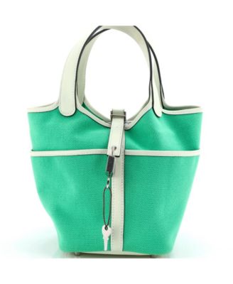 PM Cargo Picotin Lock Canvas-Leather Top Handle Bucket Bag