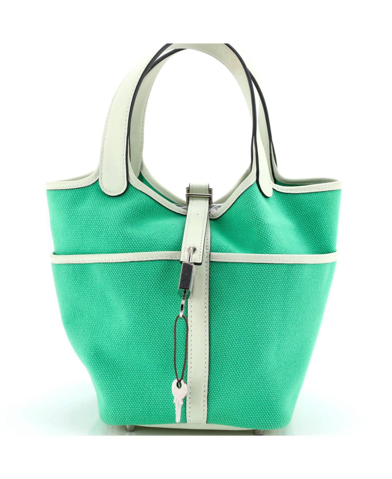 PM Cargo Picotin Lock Canvas-Leather Top Handle Bucket Bag