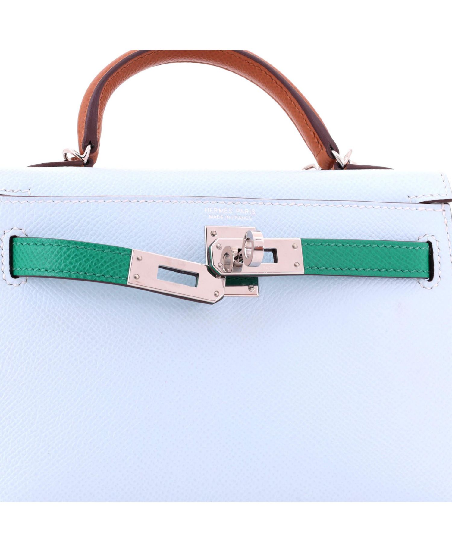 Pre-Owned Hermes Kelly 20 Handbag Tricolor Epsom with Palladium Hardware