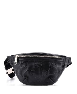 Small GG Embossed Perforated Adjustable Leather Belt Bag