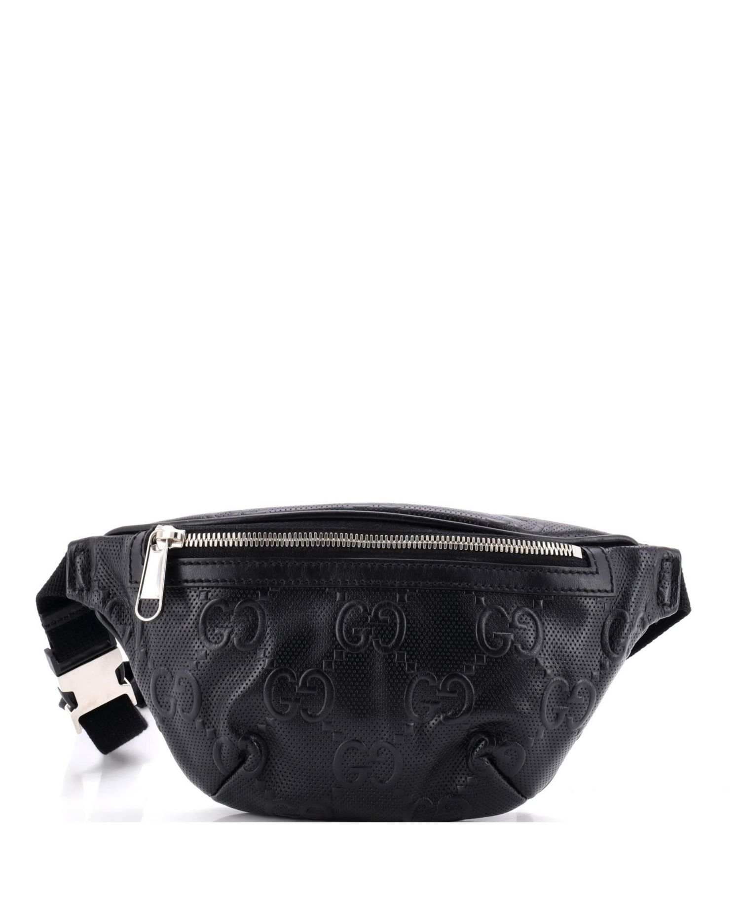 Small GG Embossed Perforated Adjustable Leather Belt Bag