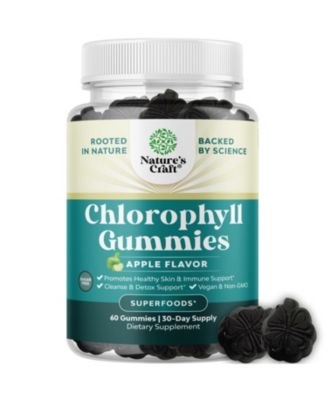 Chlorophyll Gummies - Internal Refreshment Supplement - Apple Flavored Chews - 60 Count