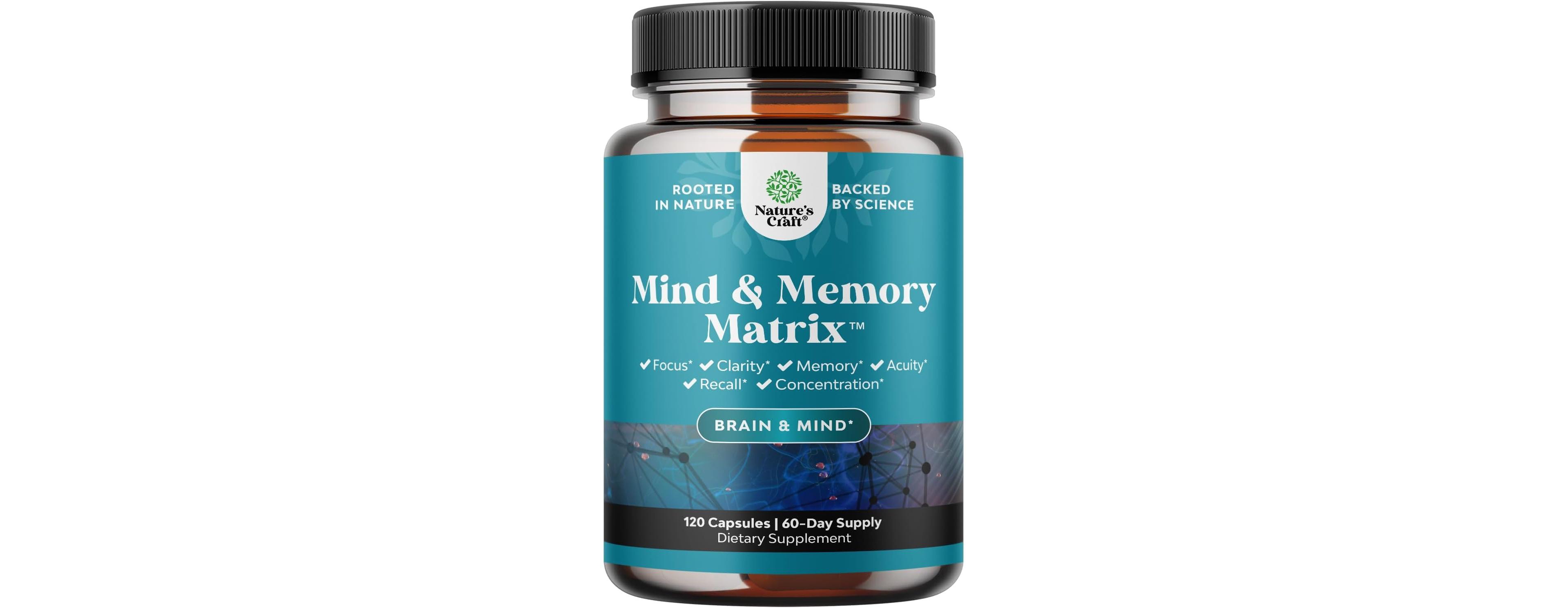 Nature's Craft Mind and Memory Matrix - Bacopa Extract, Dmae, Green Tea, Gaba, Phosphatidylserine and Huperzine A