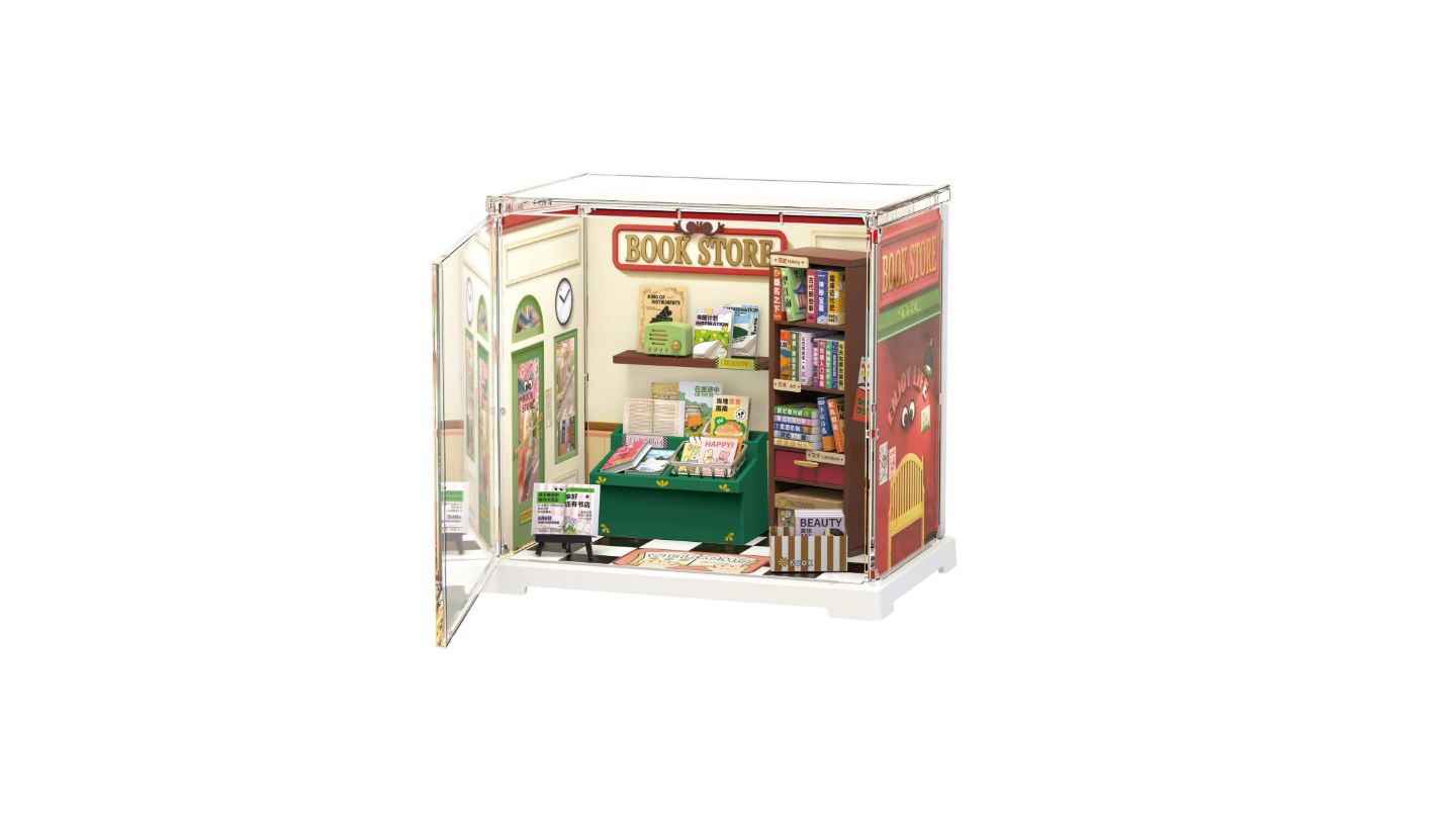 Конструктор Robotime Memory Book Store, модульное здание с акриловым кейсом, от 8 лет, цвет: Зелёный — фото 2
