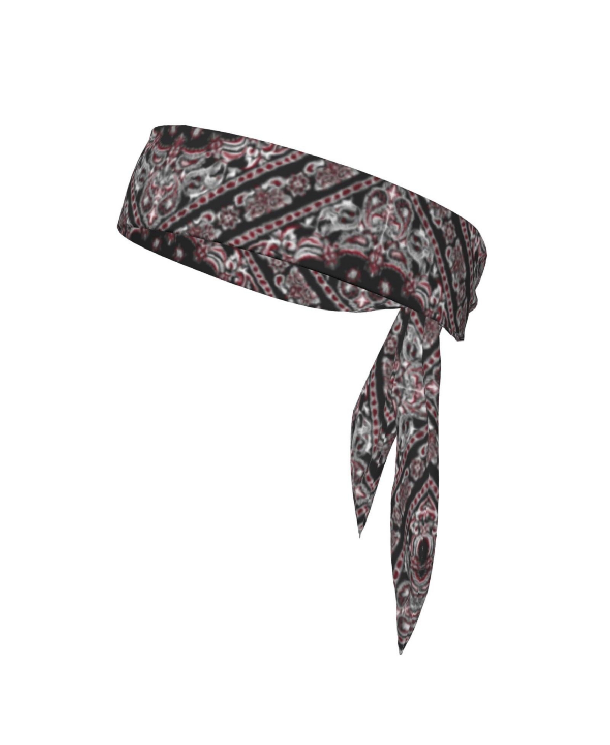 Sportneer Adjustable Tie Sports Headband Sweat Wicking For Running Basketball Tennis - Black print