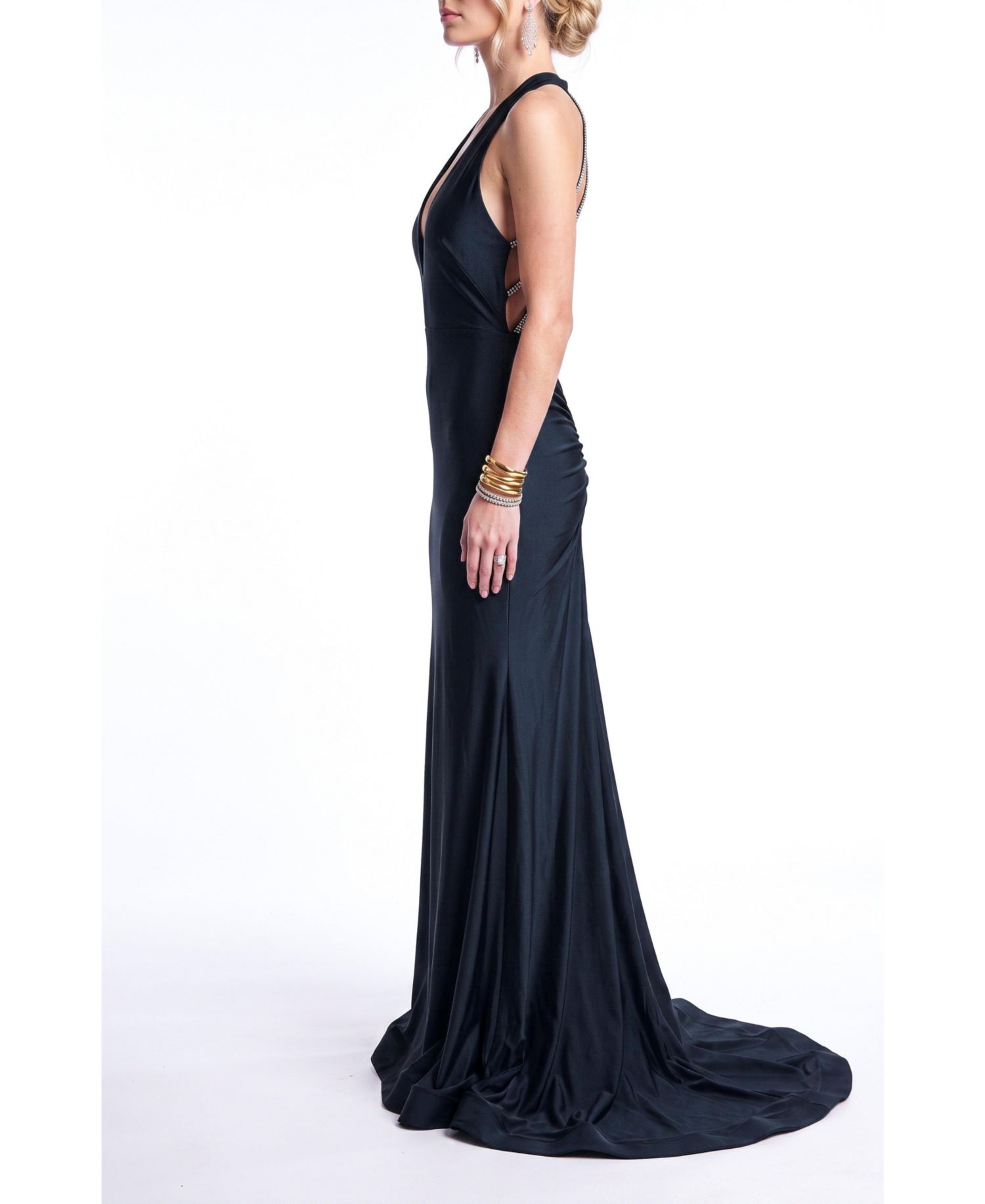 Women's Rhinestone Open-Back Mermaid Evening Gown
