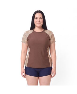 Plus Size Loose Fit Short Sleeve UPF 50+ Adele Swim Top