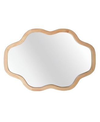 24 x 36 Inch Cloud Shape Solid Wood Frame Decorative Mirror Irregular Rustic Farmhouse for Bathroom Entryway Living Room
