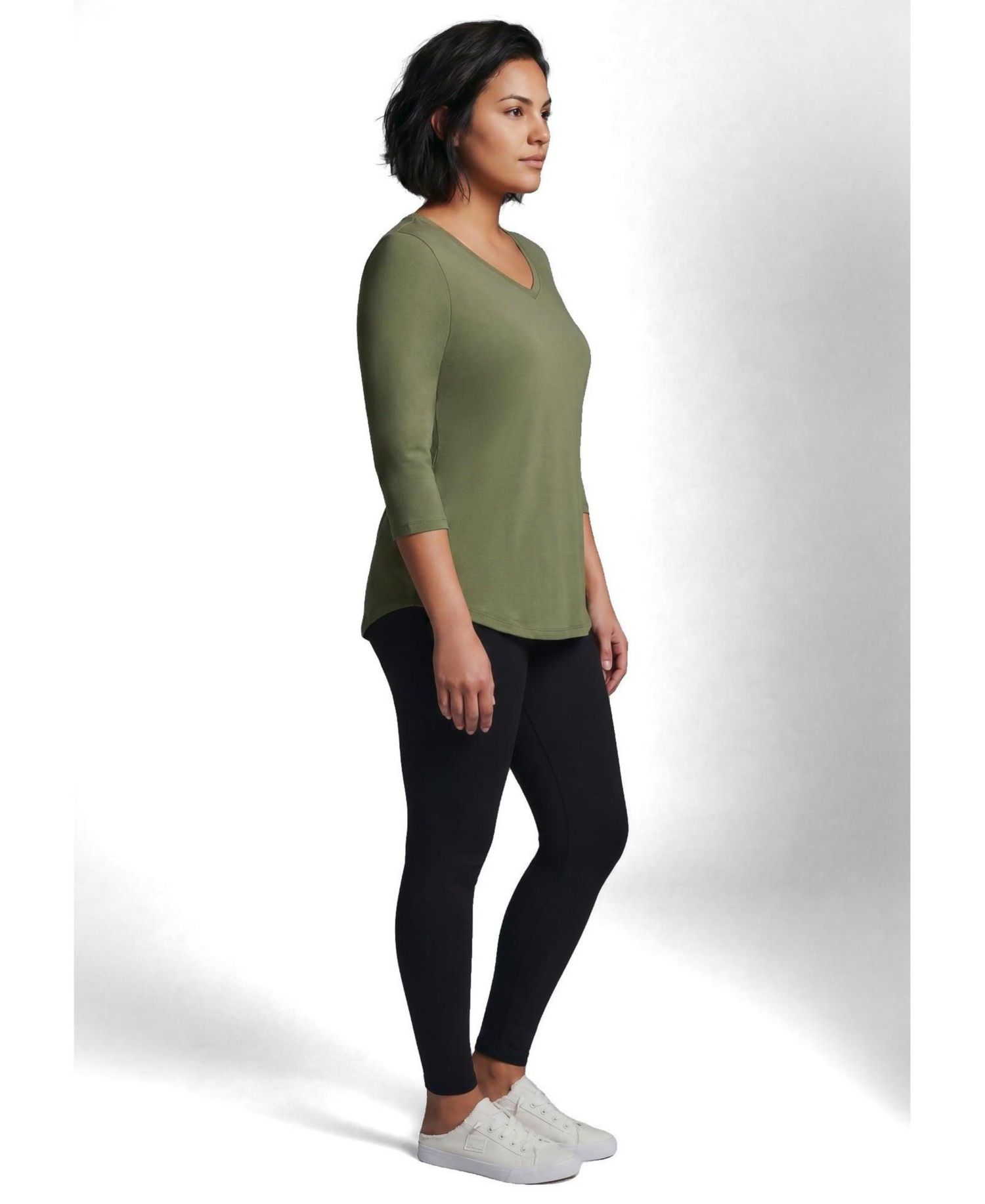 Plus Size Signature 3/4-Sleeve V-Neck T-Shirt