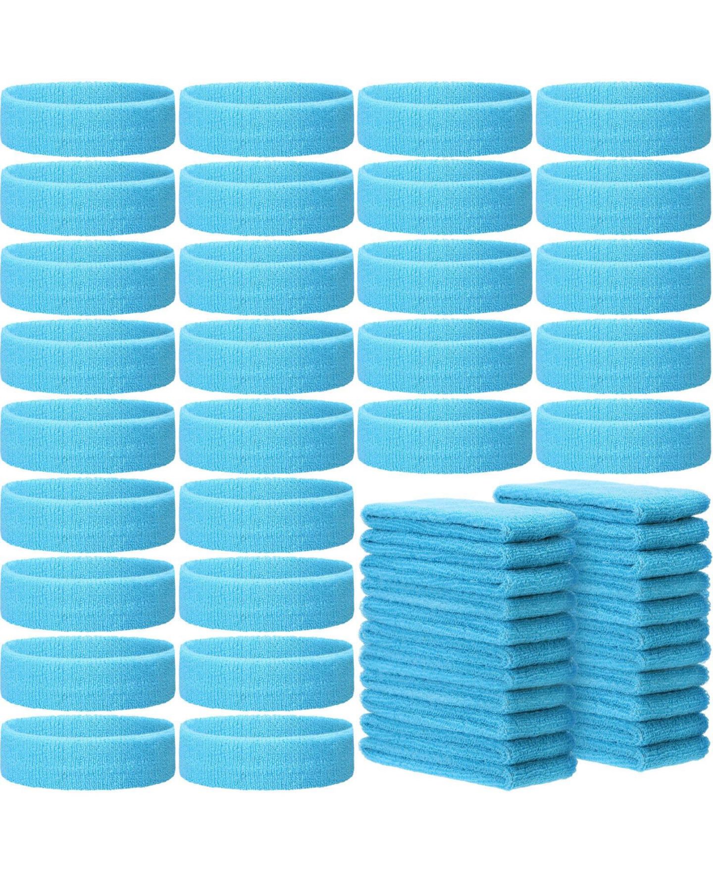 Детские аксессуары для волос Furlihong Athletic Terry Cloth Headbands, 24-Piece Set, цвет: Синий — фото 1