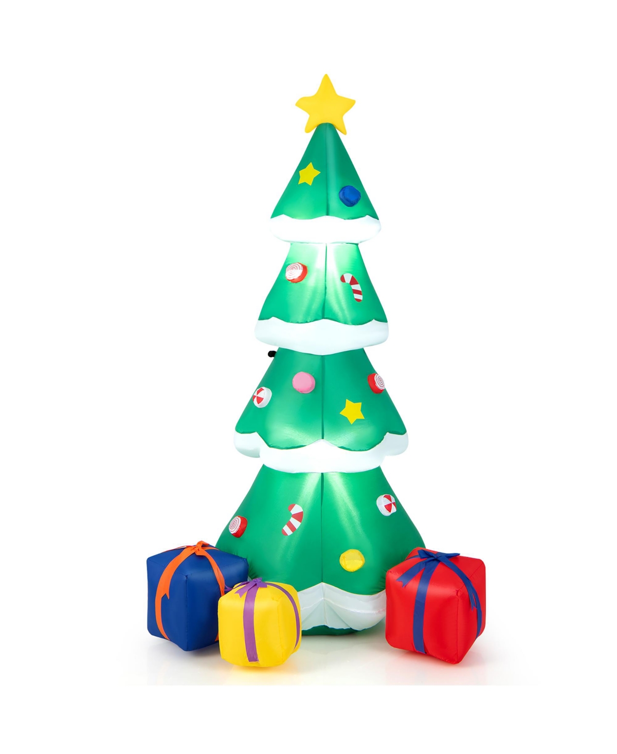 Costway 6 Ft Inflatable Christmas Tree Blow-up Xmas Tree Decoration with Gift Boxes - Green