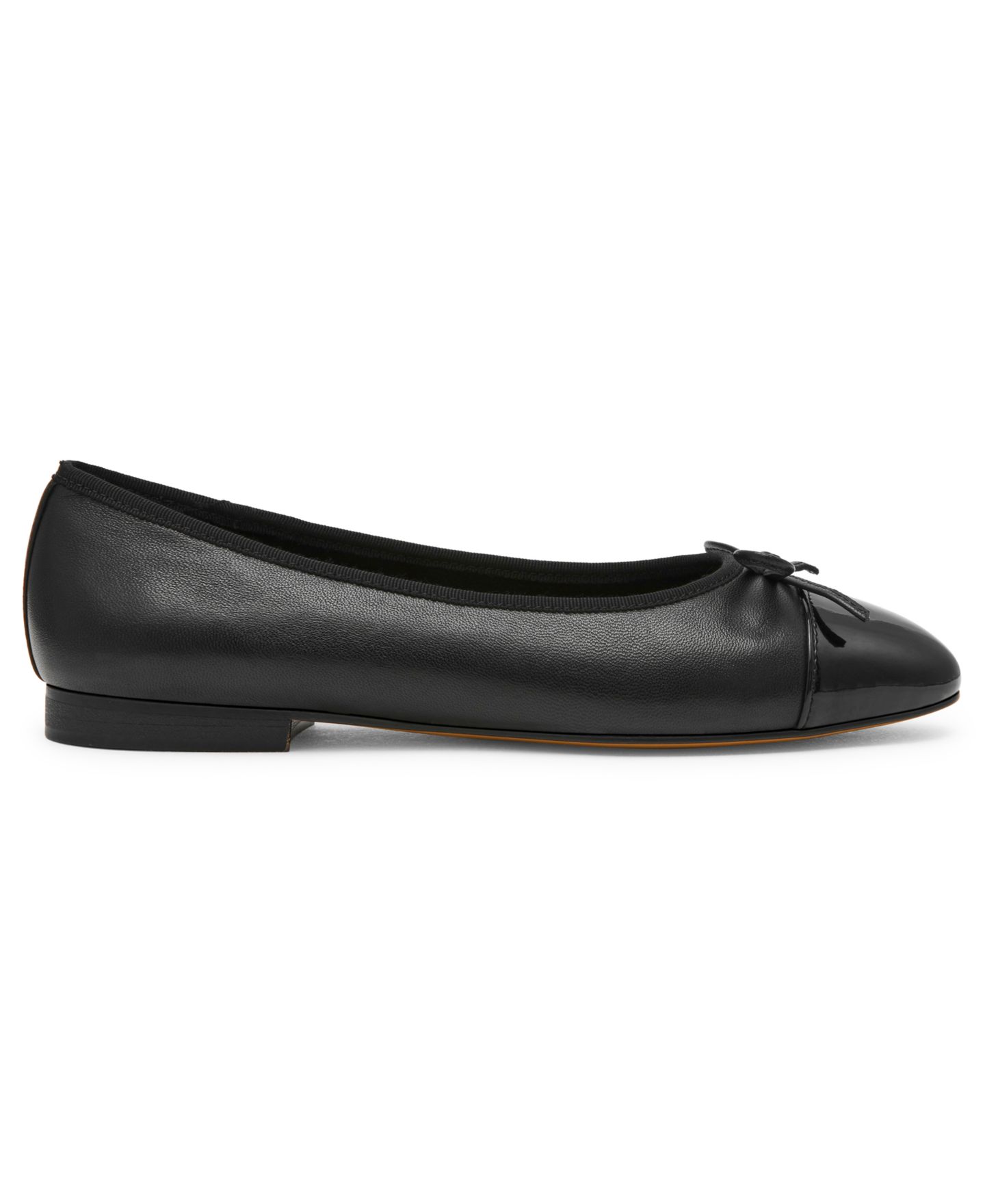 Женские балетки Steve Madden Kit Cap-Toe Leather Ballet Flats, цвет: Чёрный — фото 2