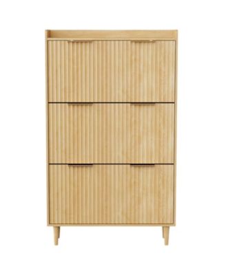 3-Drawer Shoe Organizer Cabinet with Top Shelf and Grille Doors