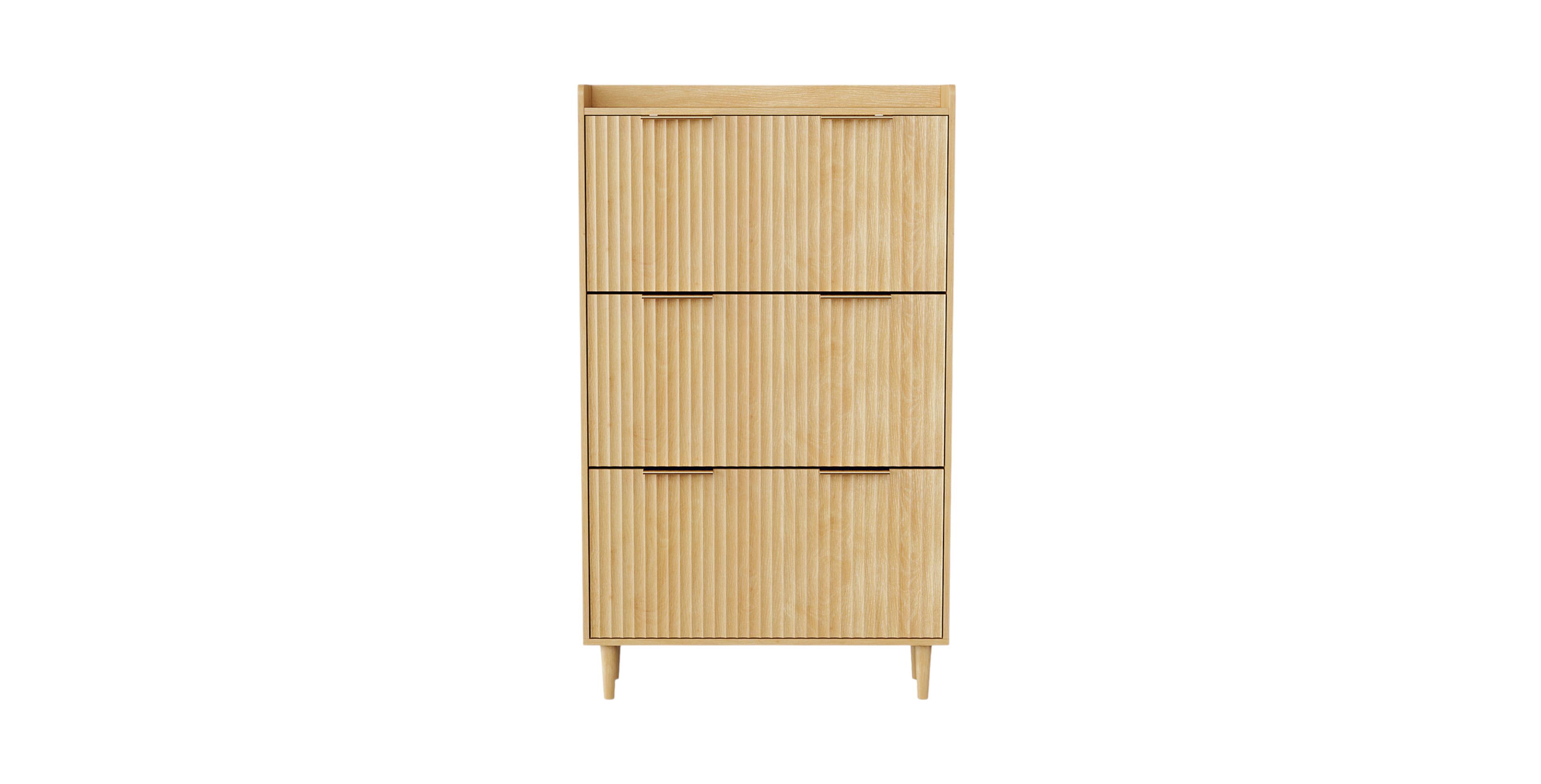 Slickblue 3-Drawer Shoe Organizer Cabinet with Top Shelf and Grille Doors