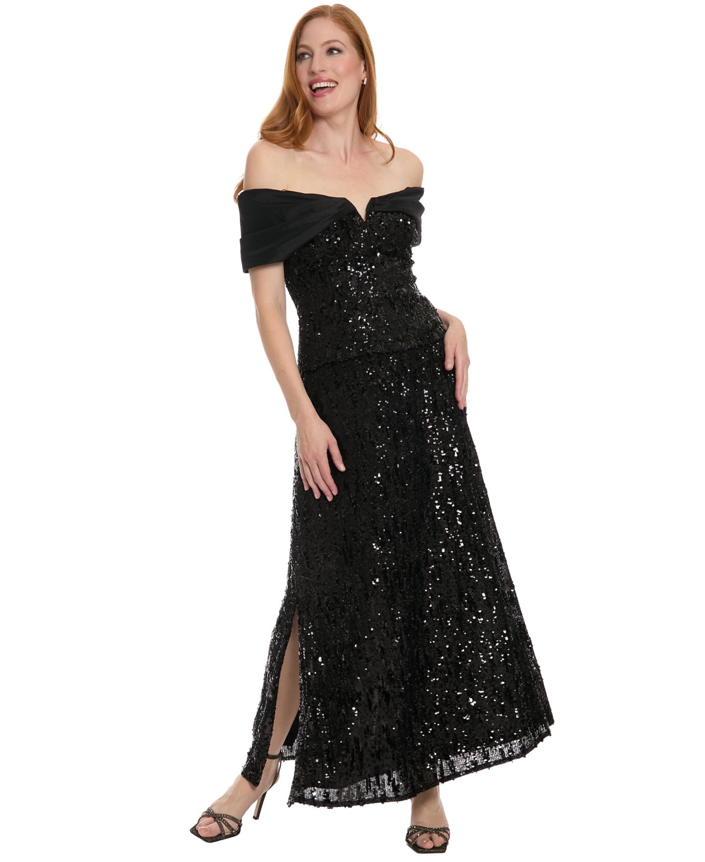 Женская юбка Muse Sequin Maxi Side-Slit, цвет: Чёрный — фото 2