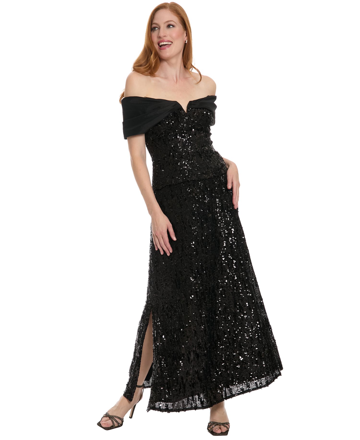 Women's Sequin Maxi Side-Slit Skirt