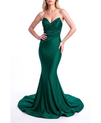 Women's Strapless Sweetheart Ruched Mermaid Gown
