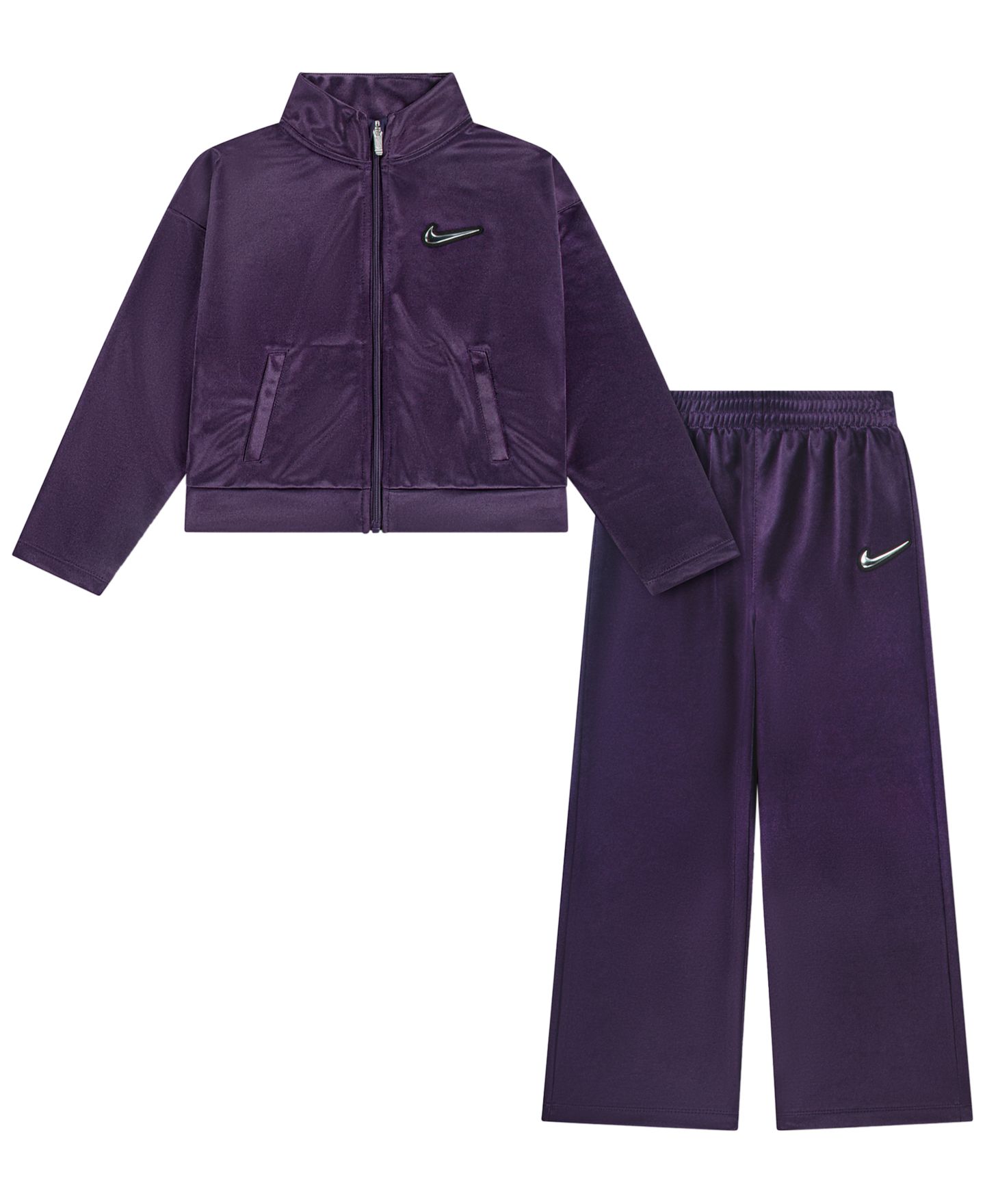 Детский спортивный костюм Nike Swoosh Sparkle: комплекты на молнии и брюки, 4-16, цвет: Фиолетовый — фото 1