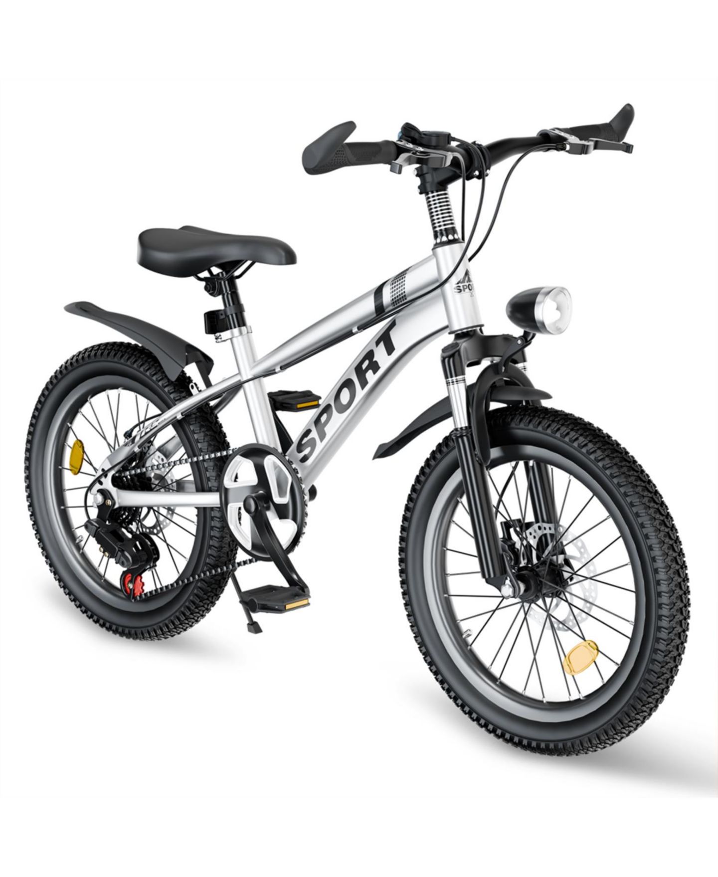 Детская игрушка ECHTPeak 20 Inch Steel Kids Mountain Bike with 7-Speed Gears and Dual Disc Brakes, 7–12 лет, цвет: Белый — фото 1