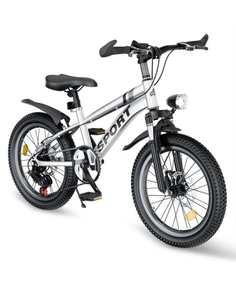 Детская игрушка ECHTPeak 20 Inch Steel Kids Mountain Bike with 7-Speed Gears and Dual Disc Brakes, 7–12 лет, цвет: Белый