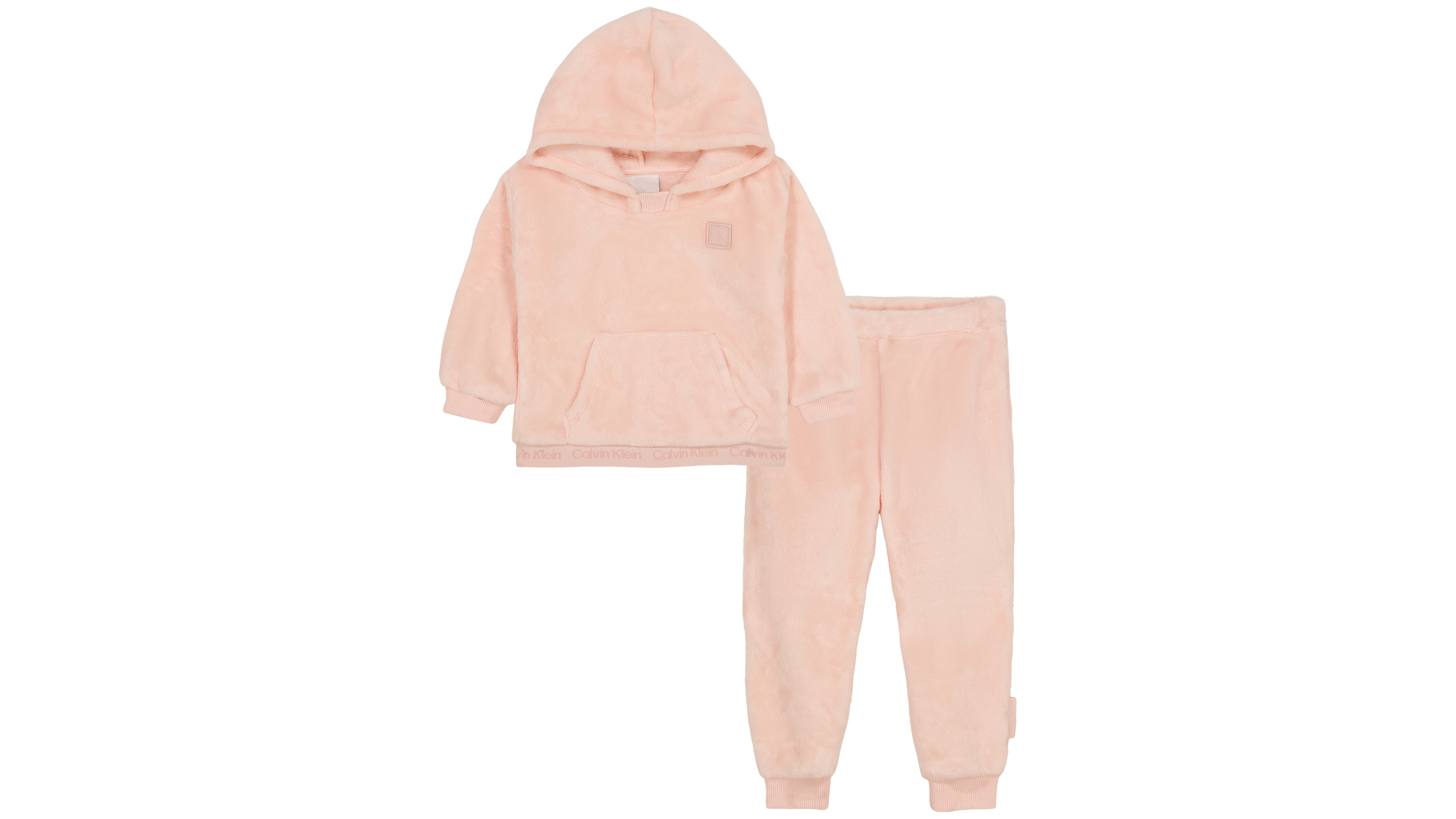 Calvin Klein Baby Girls' Hooded Sherpa Hoodie and Joggers, 2-Piece Set