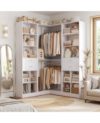 Walk-in Corner Closet Organizer Set of 3 with 4 Drawers and 8 Cube Storage Space