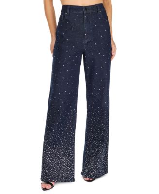 Women's Piper High-Waisted Wide-Leg Rhinestone Jeans
