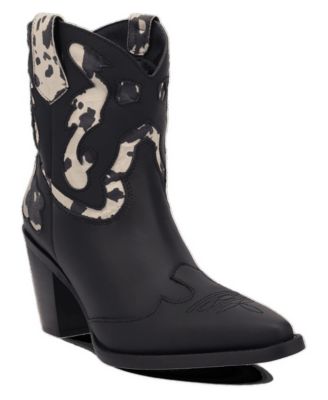 Women's Run Wild Pointed-Toe Block-Heel Animal-Print Leather Bootie
